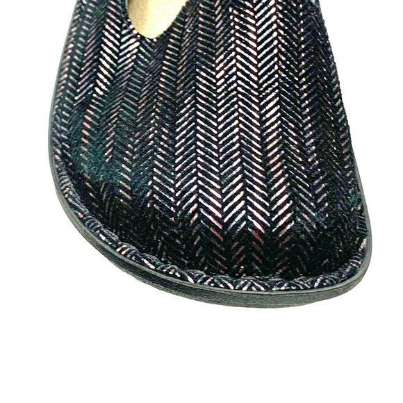 ALEGRIA  ALG-255Classic Blake Metallic Herringbone Clog Mules - Picture 4 of 12